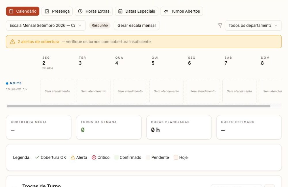 Pallu weekly scheduling workspace showing shift coverage and planned hours